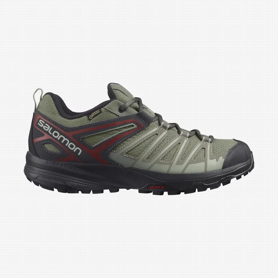 Salomon X Crest Gore-tex Vandringsskor Herr Olivgröna [EMH5132DW]